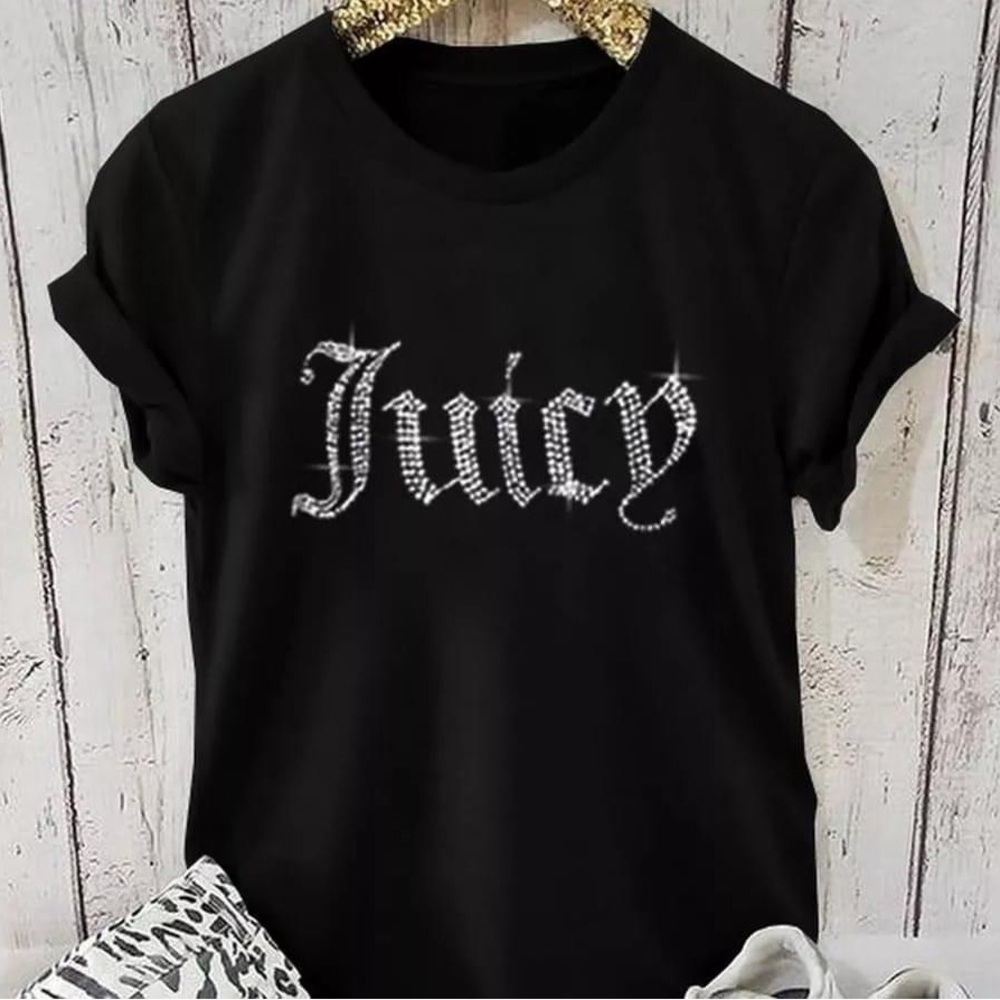 Black Tee with Sparkling Crystal Juicy Logo